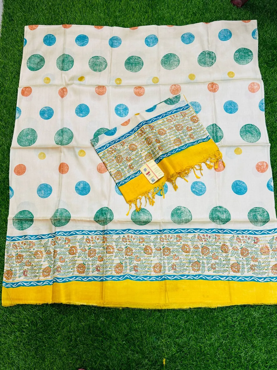 Pure Handloom Tussar Silk Dress Material (Top & Dupatta Only)